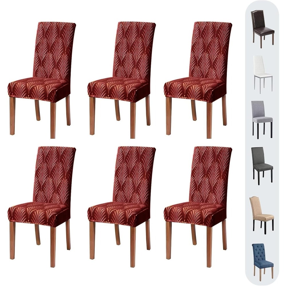 Altimpo Dining Chair Cover Set of 6 Removable Washable Burgundy Stretch Fabric